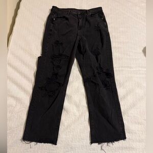 American Eagle Outfitters High Waisted Distressed Black Jeans